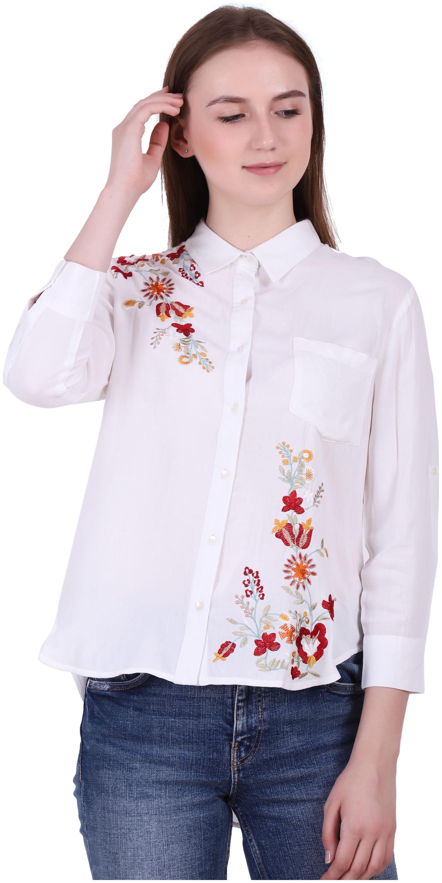 

Reme Women White Embroidered Regular Fit Shirt