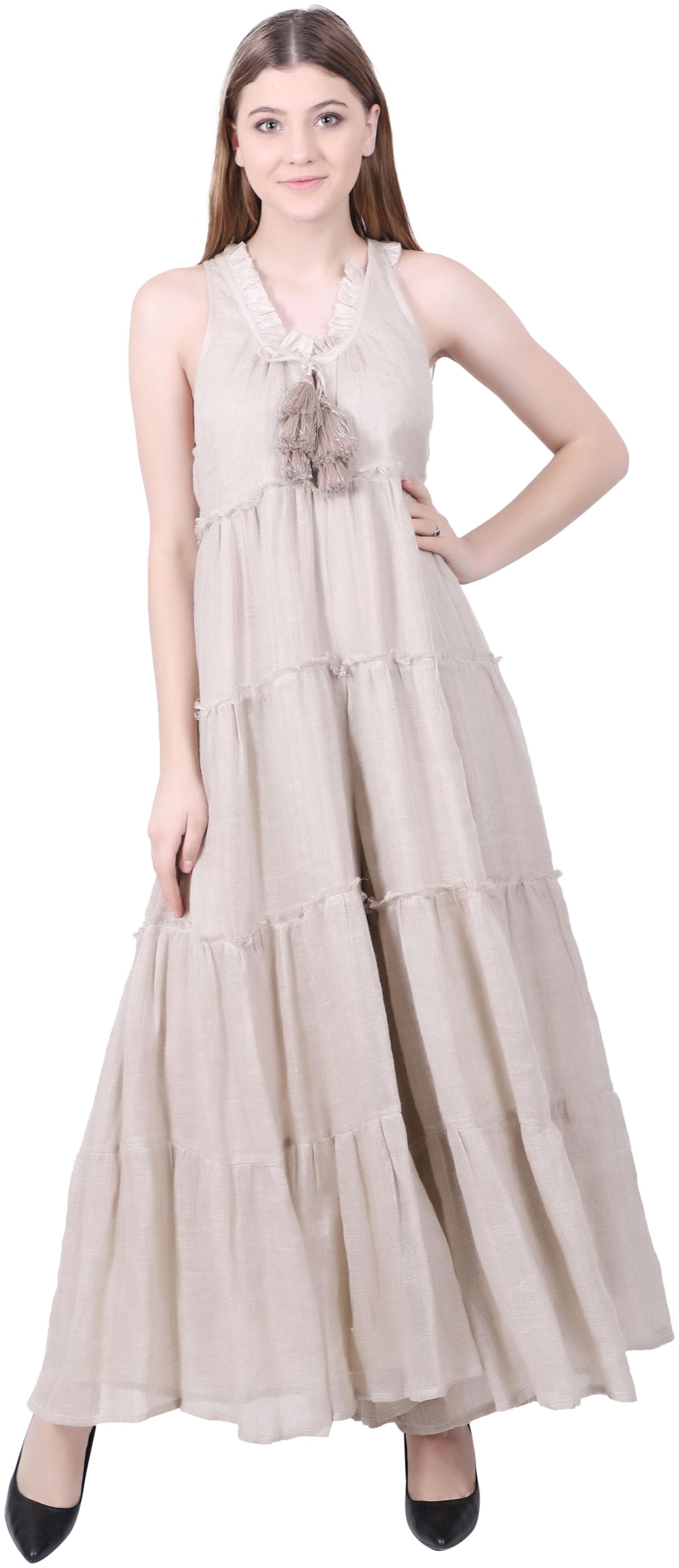 

Reme Beige Solid Maxi dress
