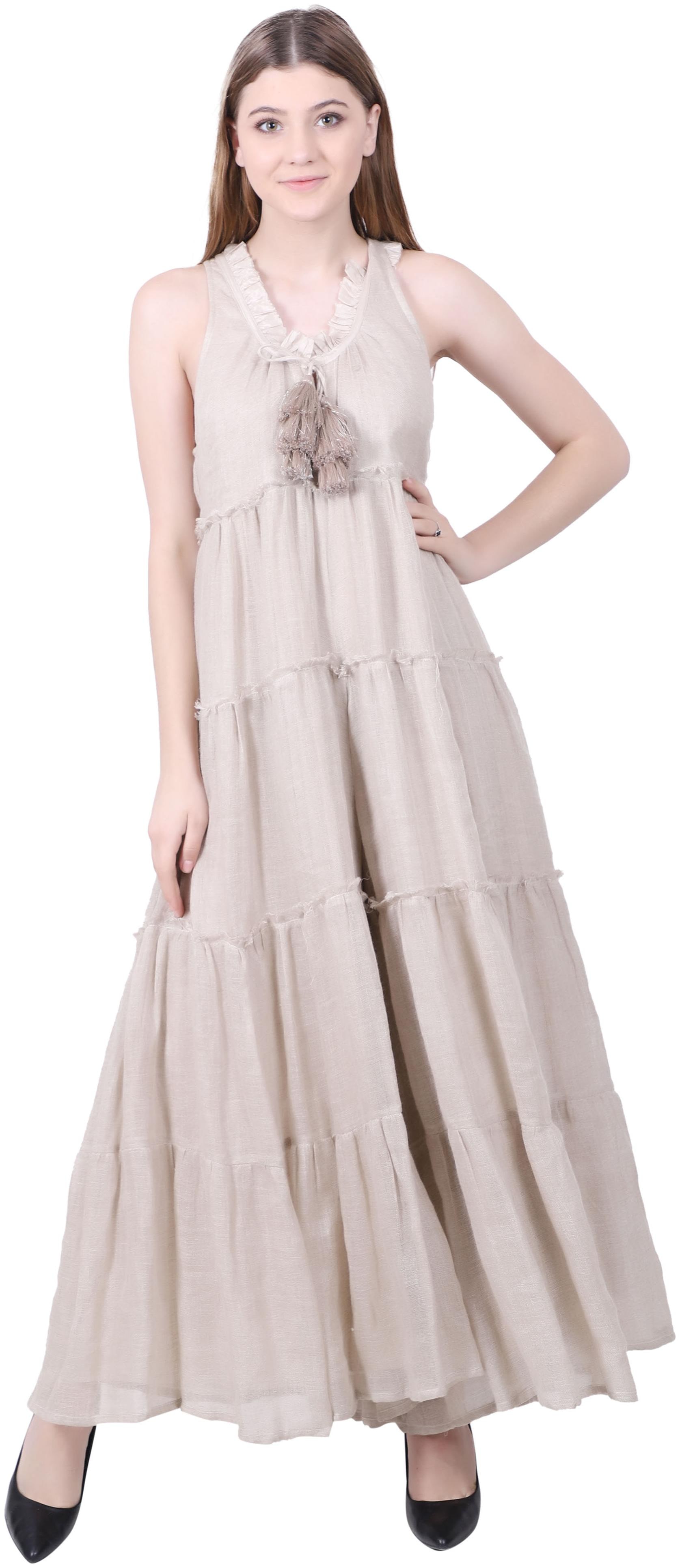 

Reme Beige Solid Maxi dress