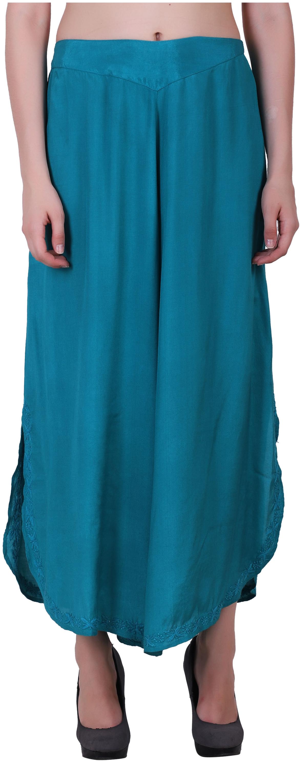 

Reme Blue Embroidered Flared Palazzo