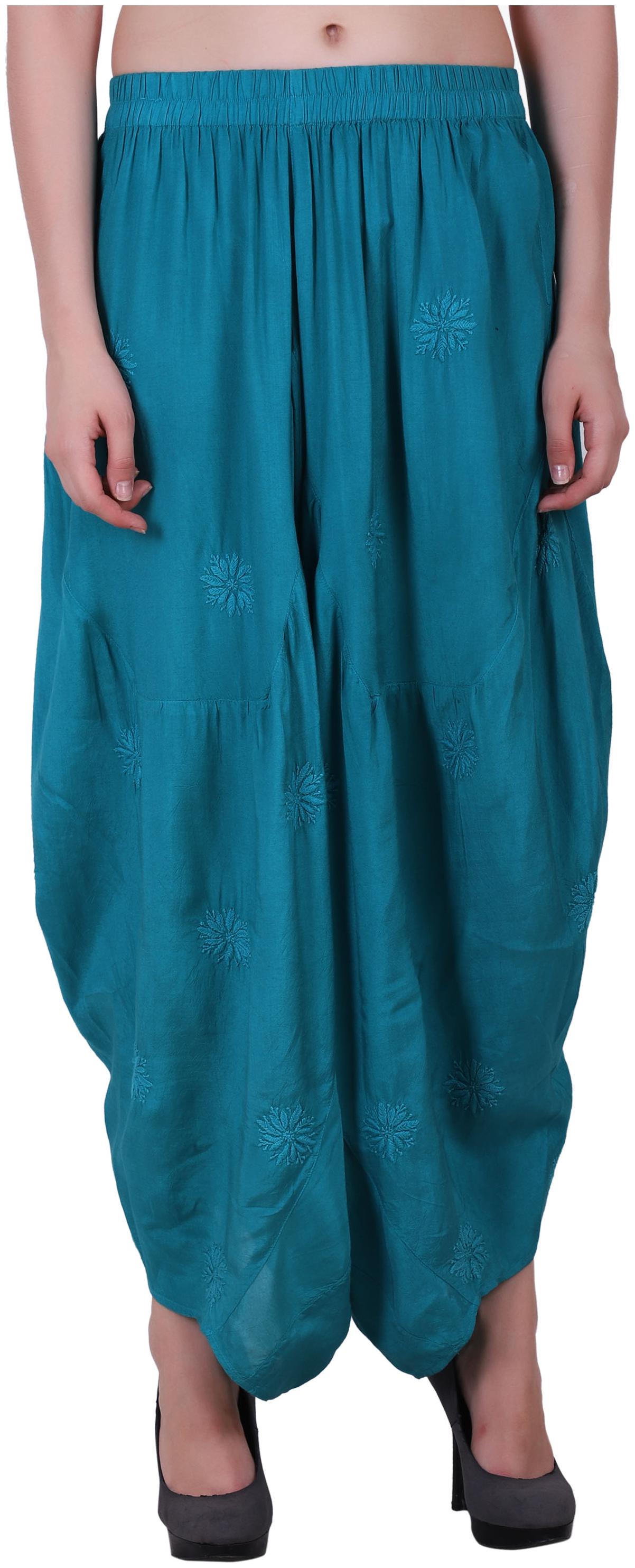 

Reme Blue Embroidered Flared Palazzo