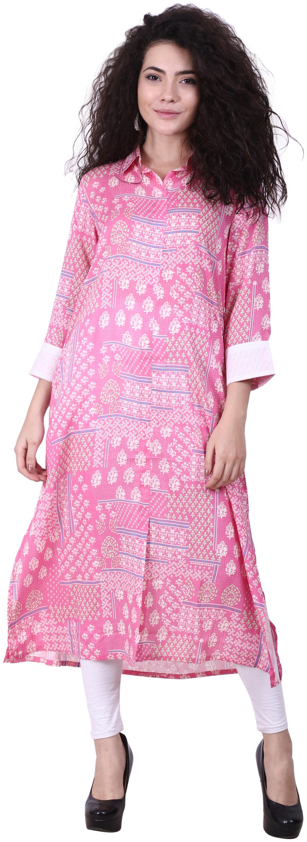 

Reme Viscose Casual Women Kurta Pink