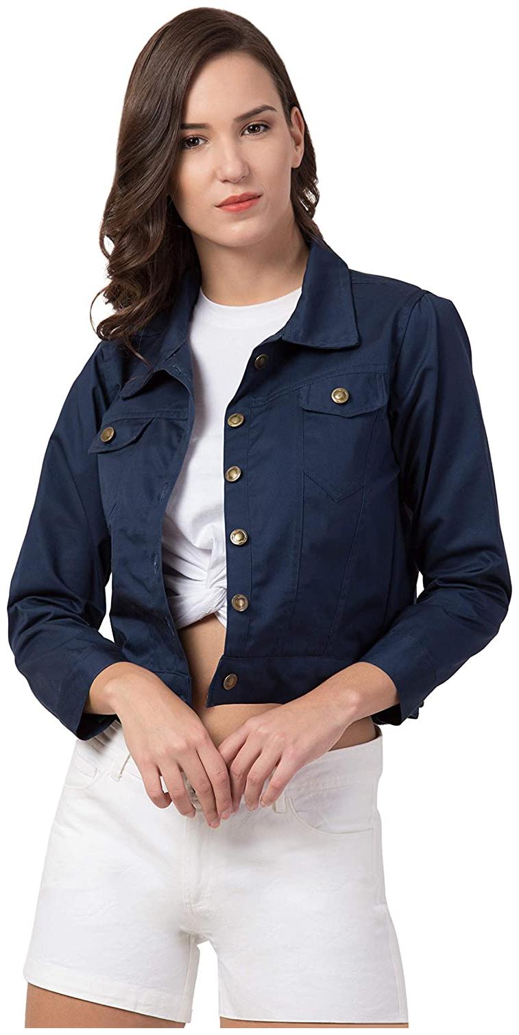 

Retrobella Women s Cotton Casual Jacket (Navy Blue)