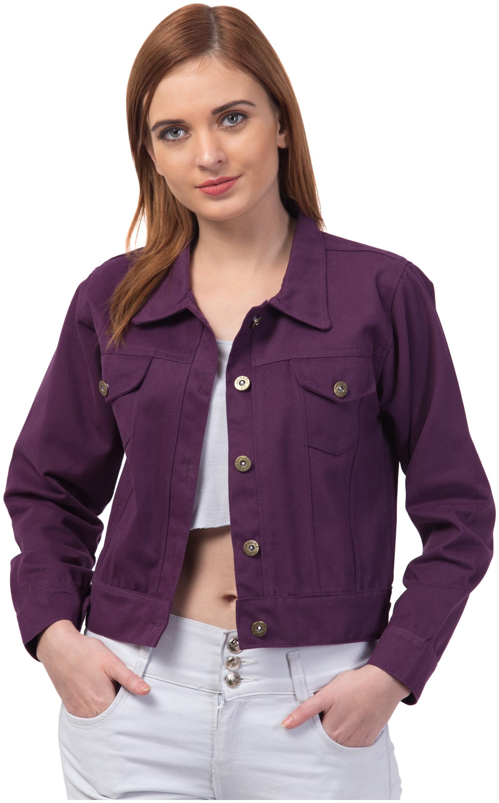

Retrobella Women Solid Regular Jacket - Purple