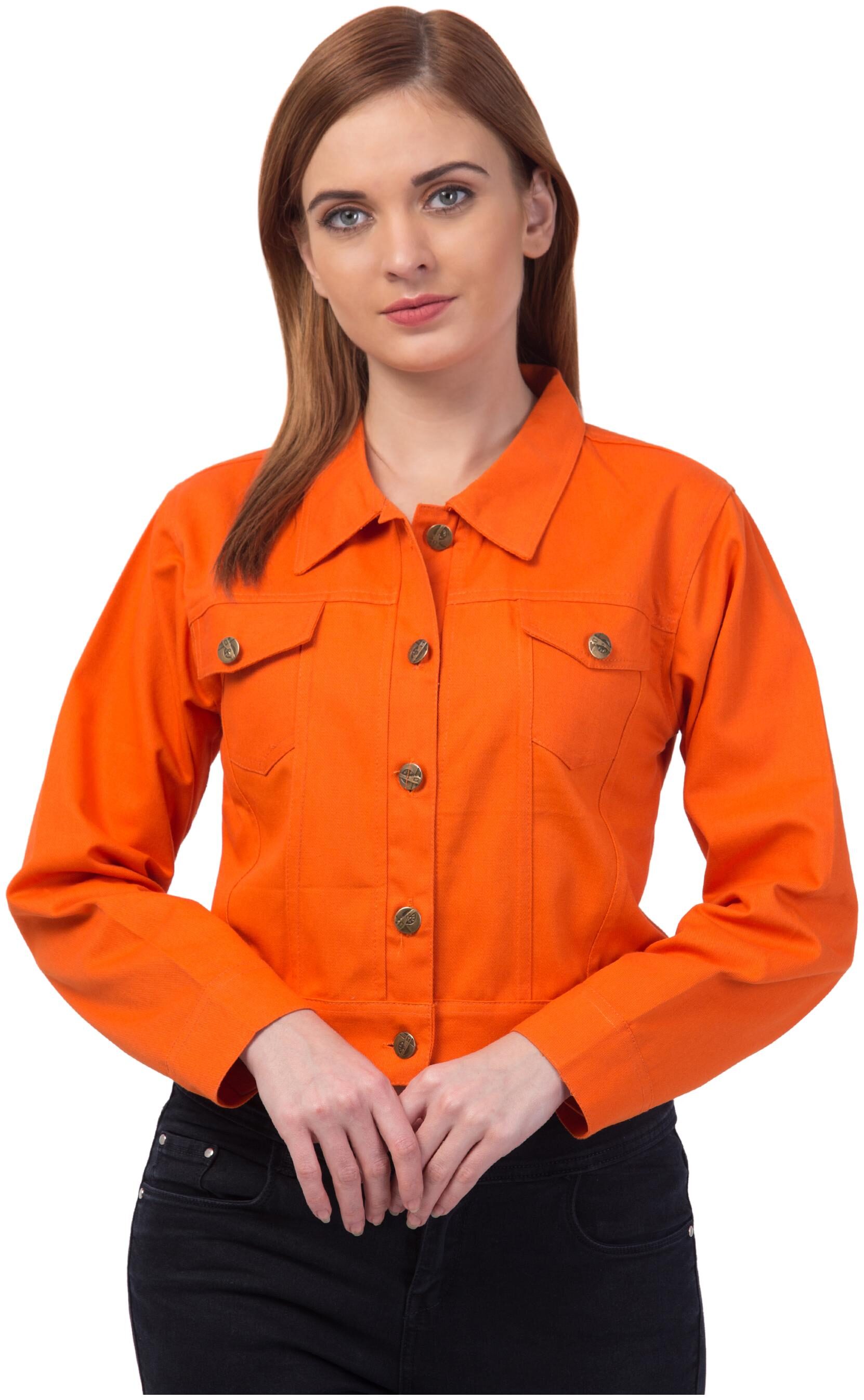 

Retrobella Women Solid Regular Jacket - Orange