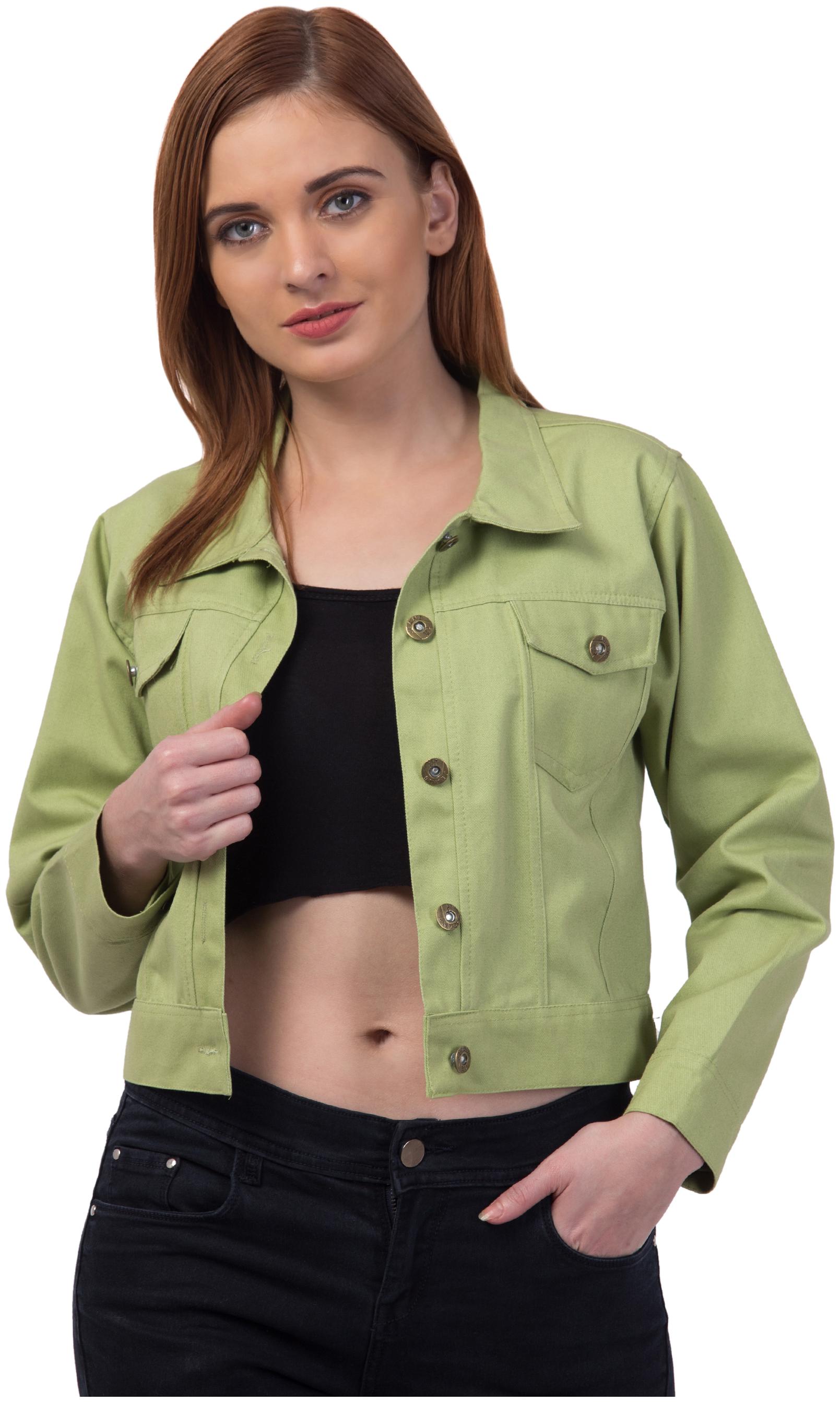

Retrobella Women s Cotton Solid Full Sleeves Regular Jacket (Dark Green)