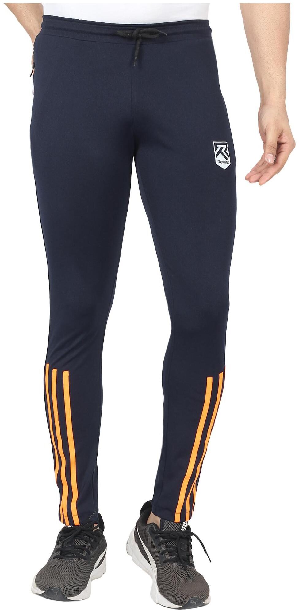 

REVAGO Men Navy blue Striped Slim fit Track pants