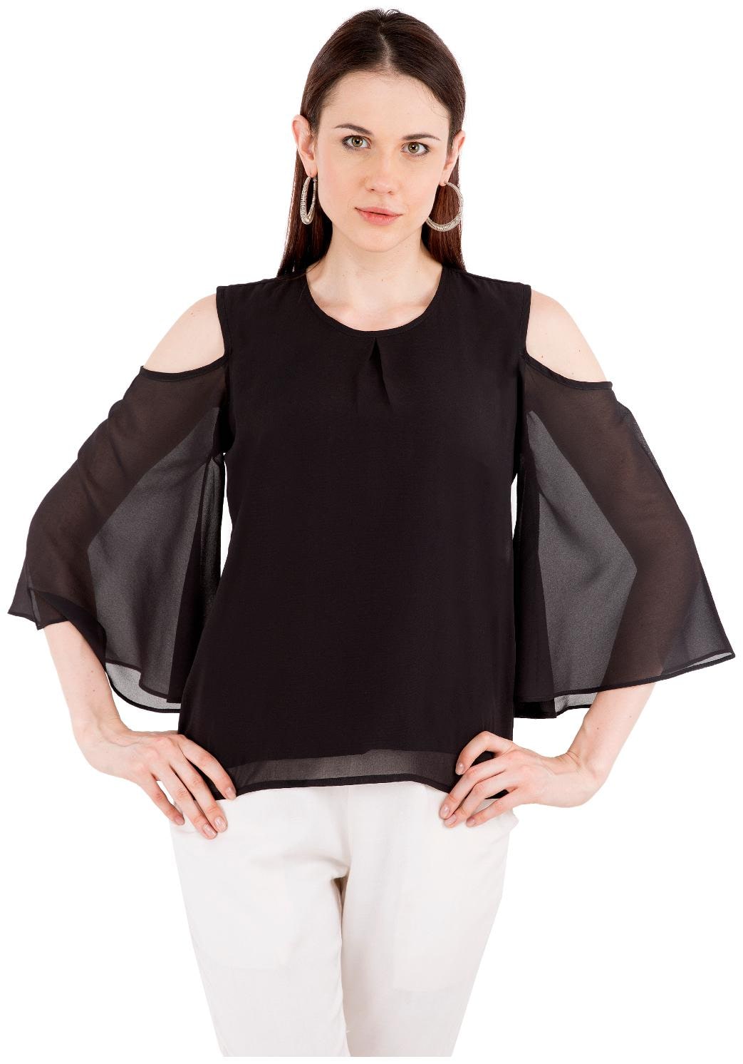 

Rewon fashion Forever Women Solid A-line top - Black