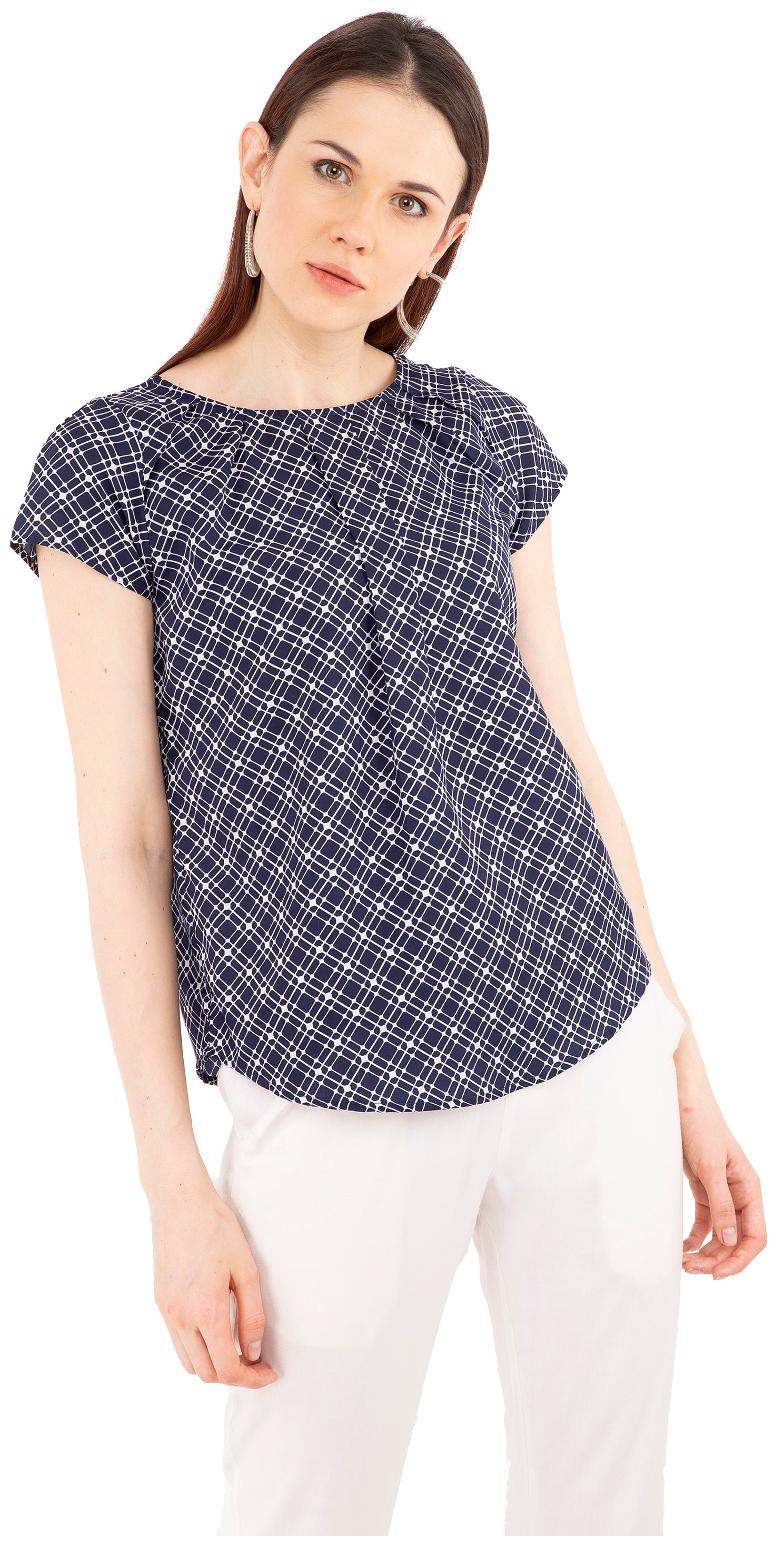 

Rewon Women Short Sleeve Casual Blue Top