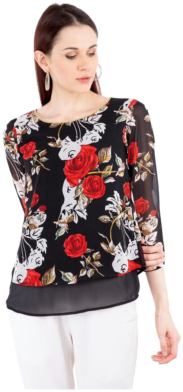 

Rewon fashion Forever Women Printed A-line top - Black