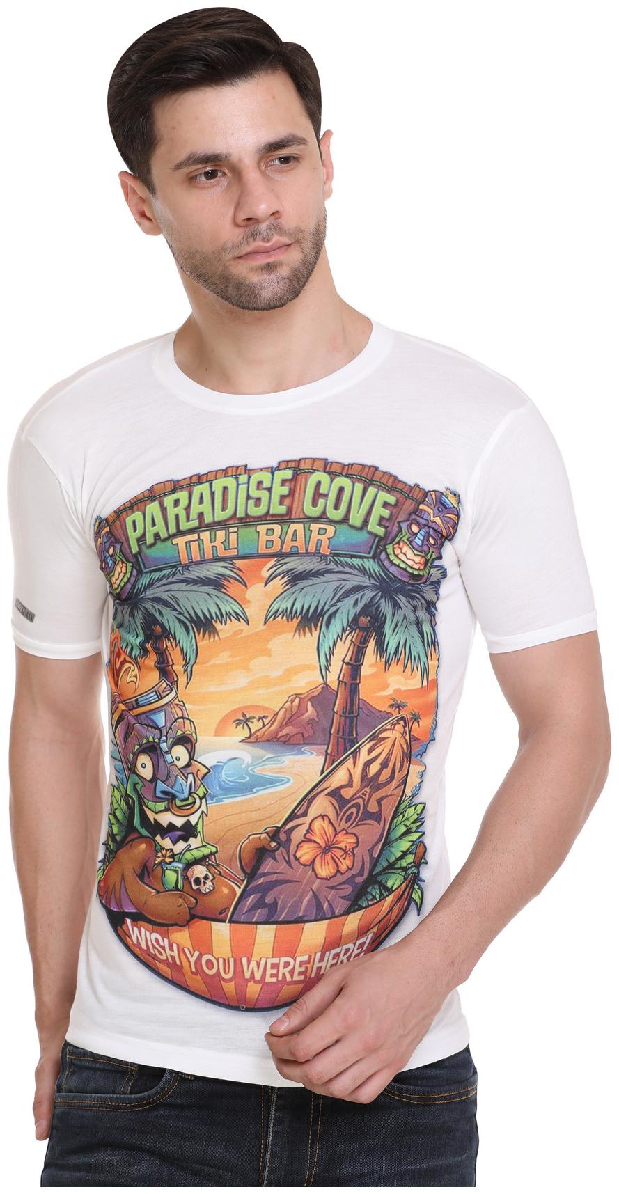 

RF RAVES Men White Regular fit Cotton Blend Round neck T-Shirt - Pack Of 1