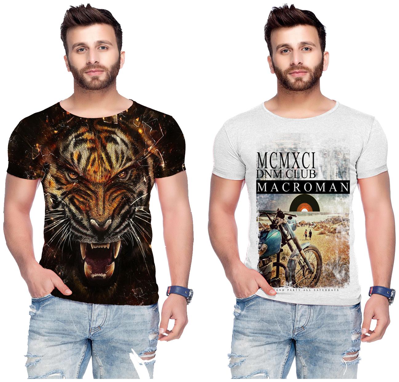 

RF RAVES Men Multi Regular fit Polyester Round neck T-Shirt - Pack Of 2