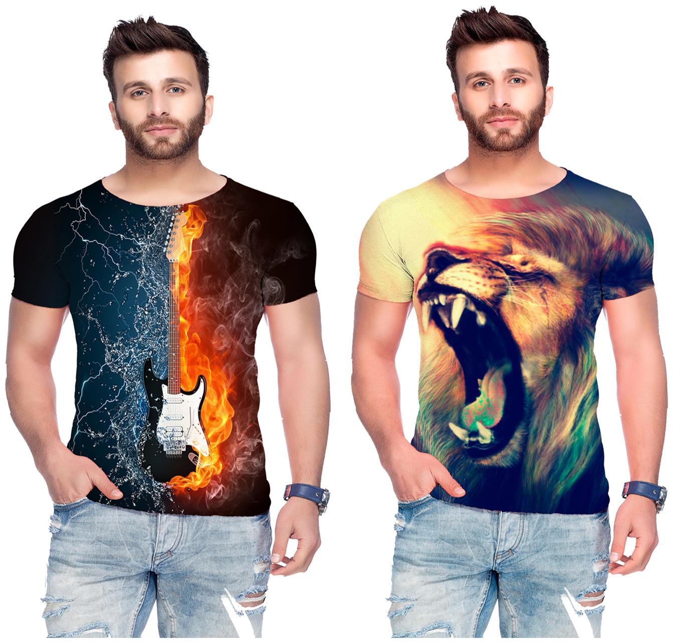 

RF Raves Men s Printed Round Neck T-shirts ( Pack Of 2 )