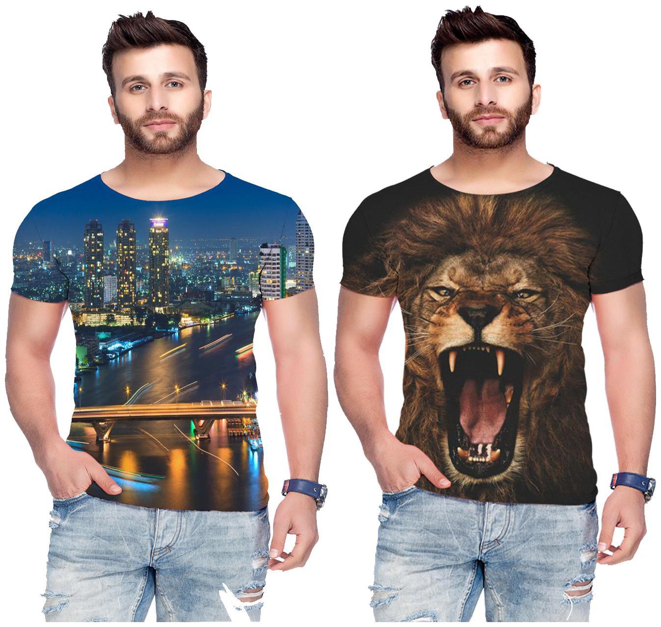 

RF Raves Men s Printed Round Neck T-shirts ( Pack Of 2 )