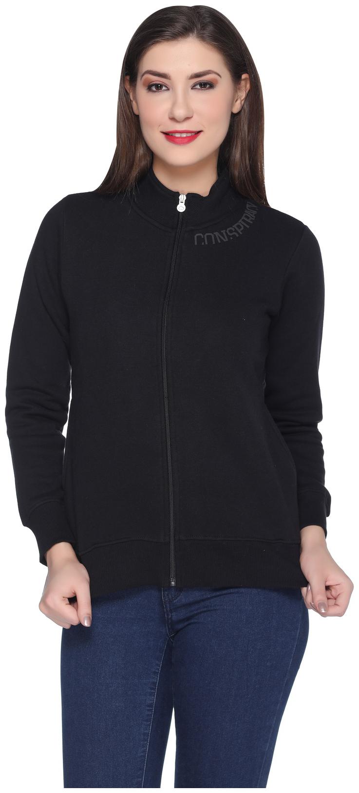 

RF RAVES Women Solid Sweatshirt - Black