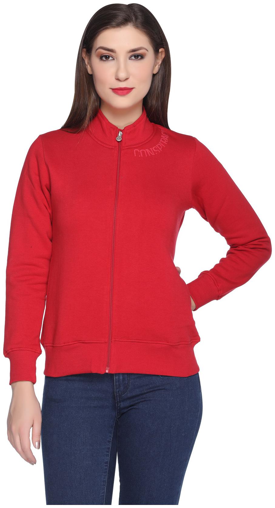 

RF RAVES Women Solid Sweatshirt - Red