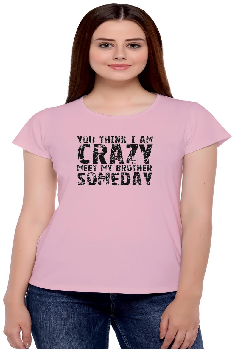 

RF RAVES Women Pink Slim fit Round neck Polyester T shirt