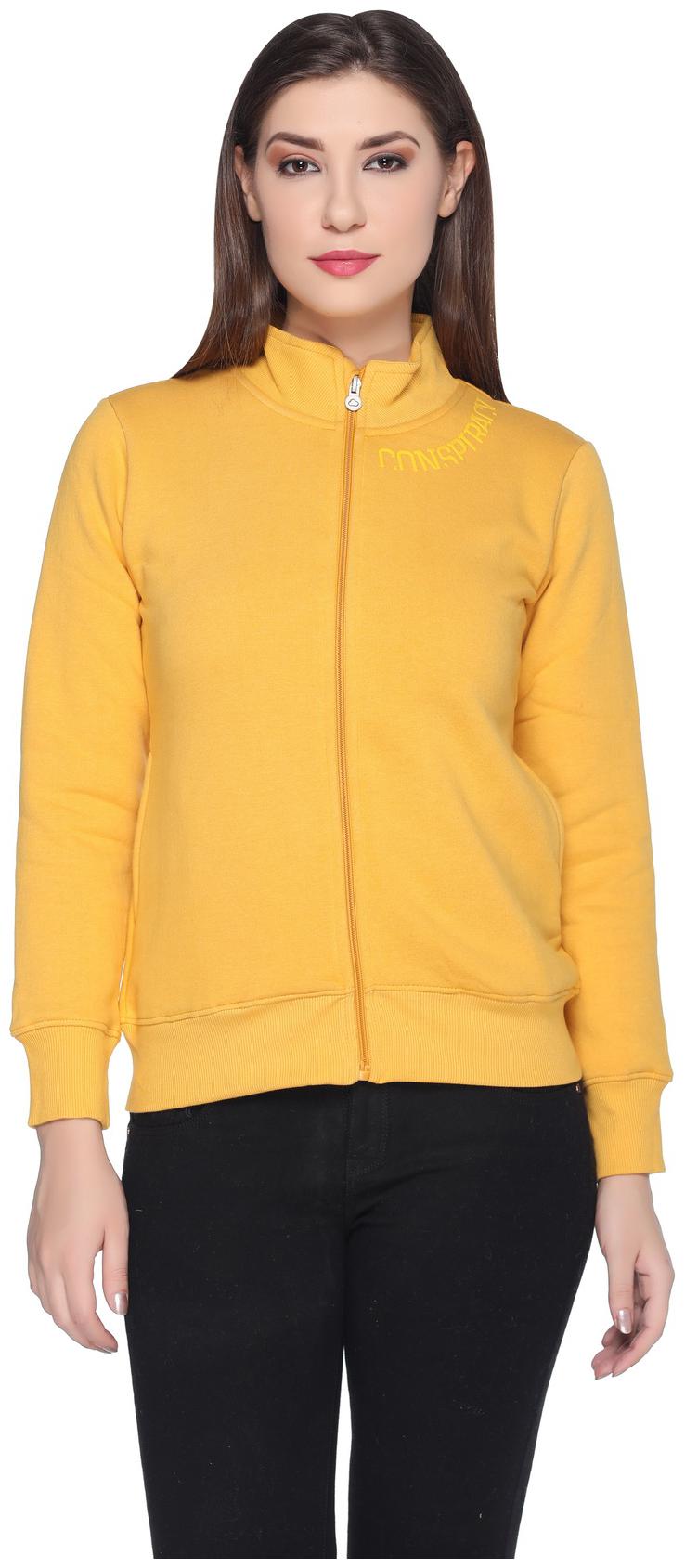 

RF RAVES Women Solid Sweatshirt - Mustard