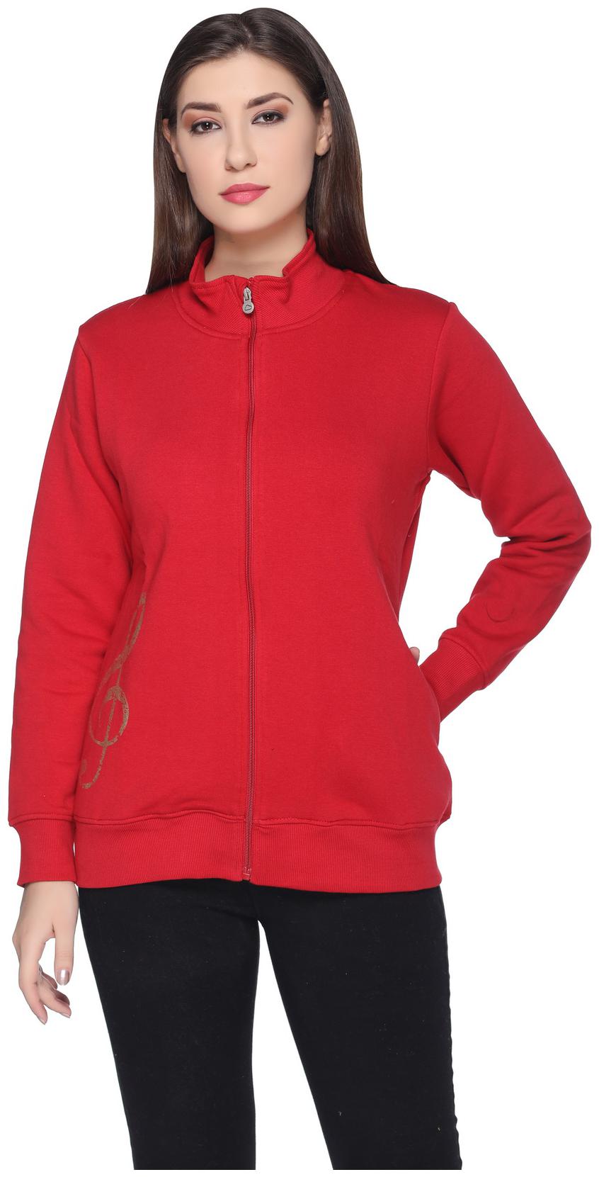 

RF RAVES Women Solid Sweatshirt - Red