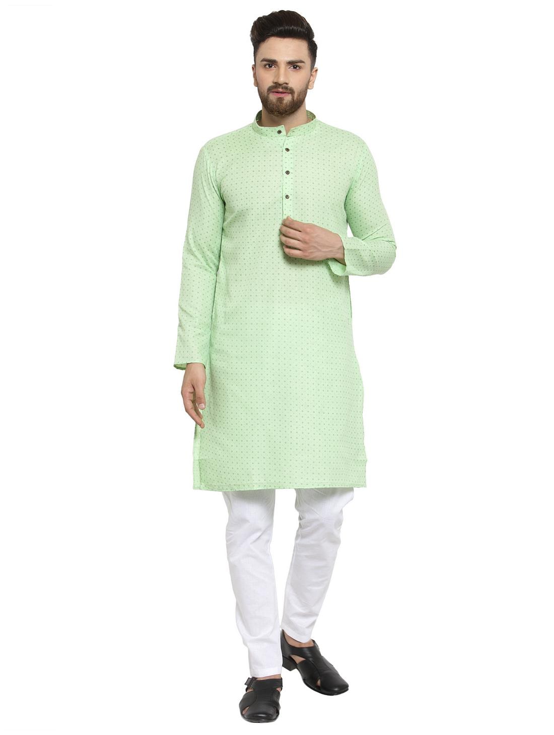 

RG Designers Green Blend Traditional Kurta Pyjama Set for Men