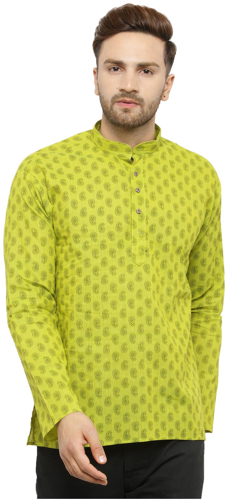 

RG Designers Men Green Regular Fit Kurta