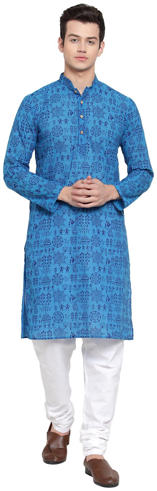 

RG Designers Blue Printed Kurta and Pyjamas
