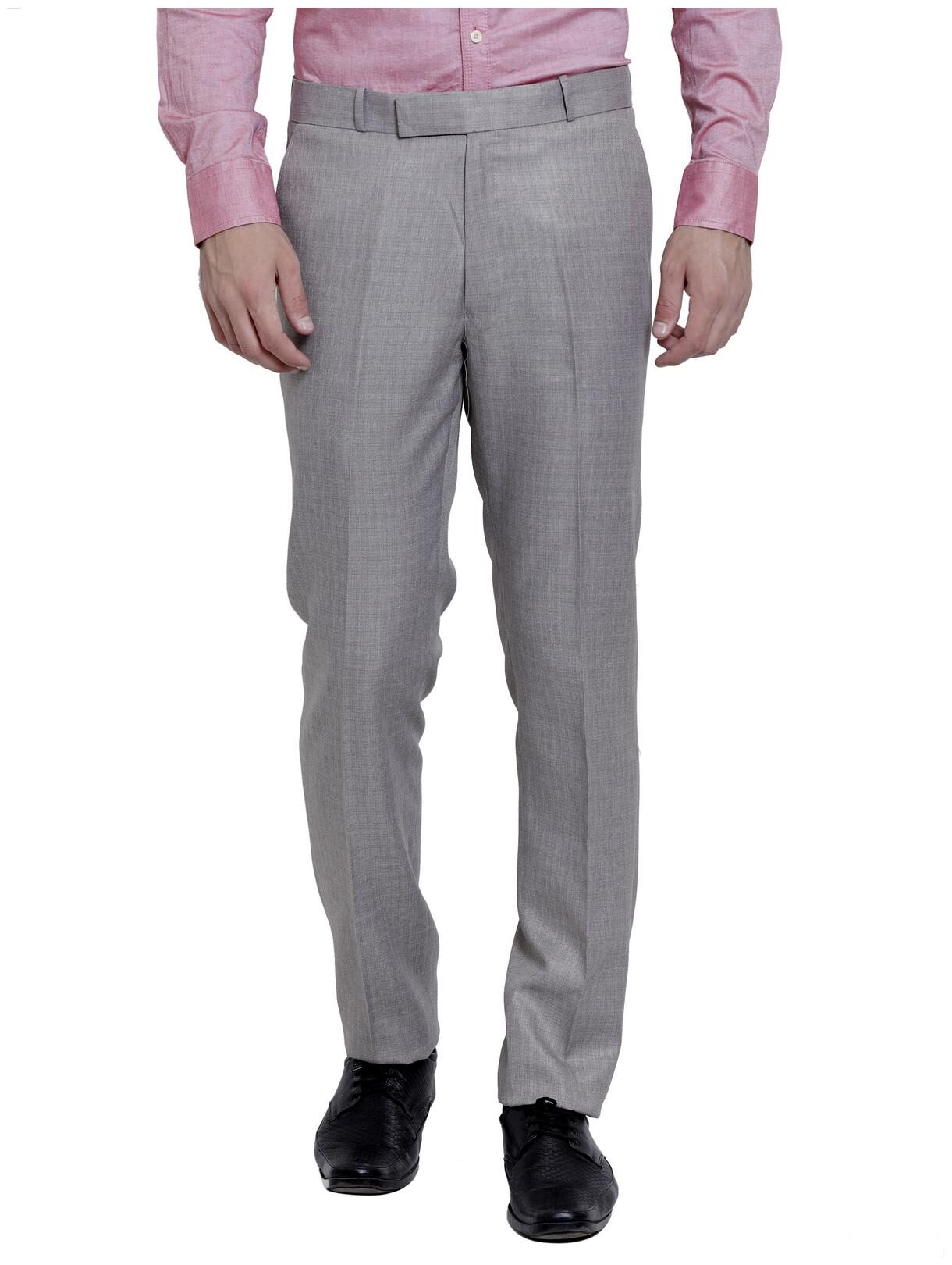 

RG Designers Men Checked Slim Fit Formal Trouser - Grey