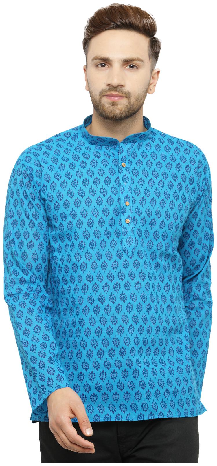 

RG Designers Men Blue Regular Fit Kurta