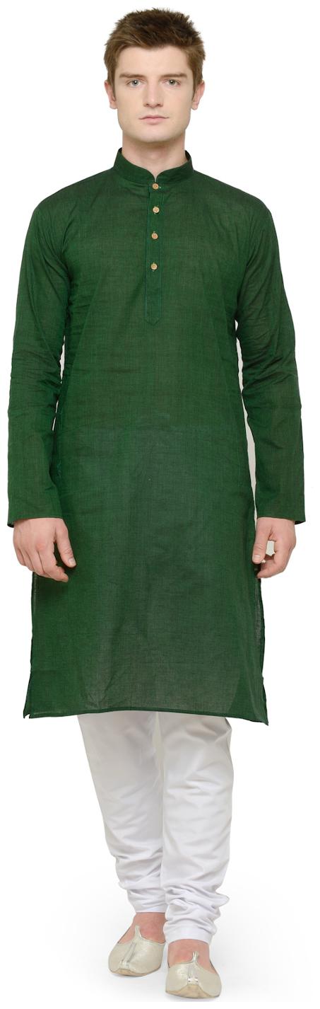 

RG Designers Green White Full Sleeves Plain Kurta Pyjama Set For Men