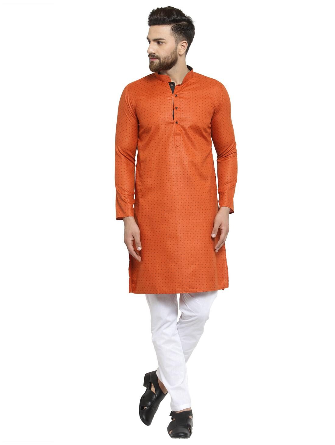 

RG Designers Orange Printed Kurta and Pyjamas
