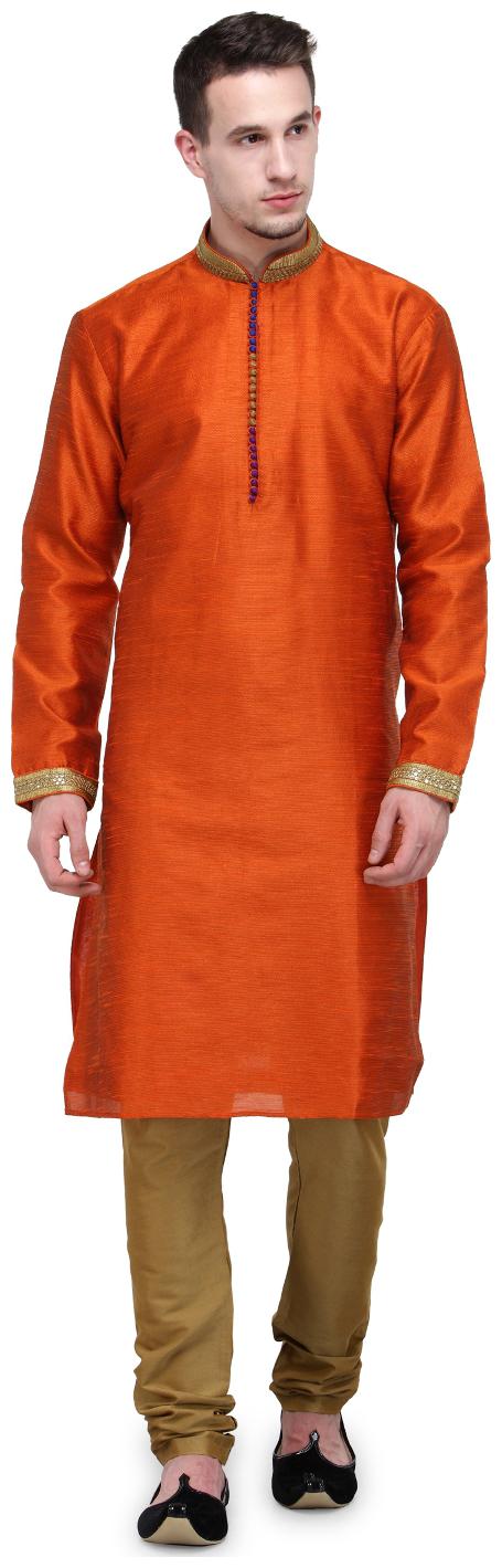 

Rg Designers Orange Buti Work Full Sleeves Kurta Pyjama Set
