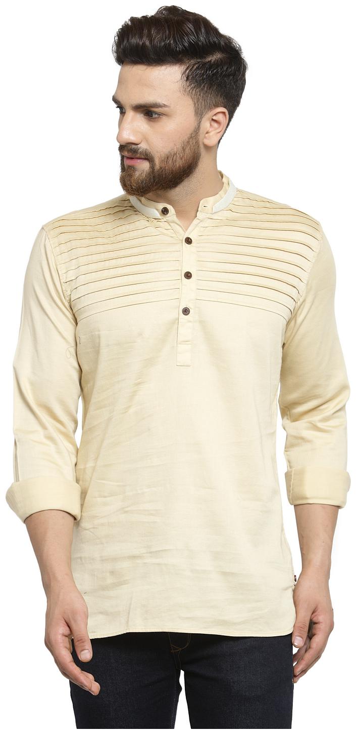 

RG Designers Men Beige Regular Fit Kurta