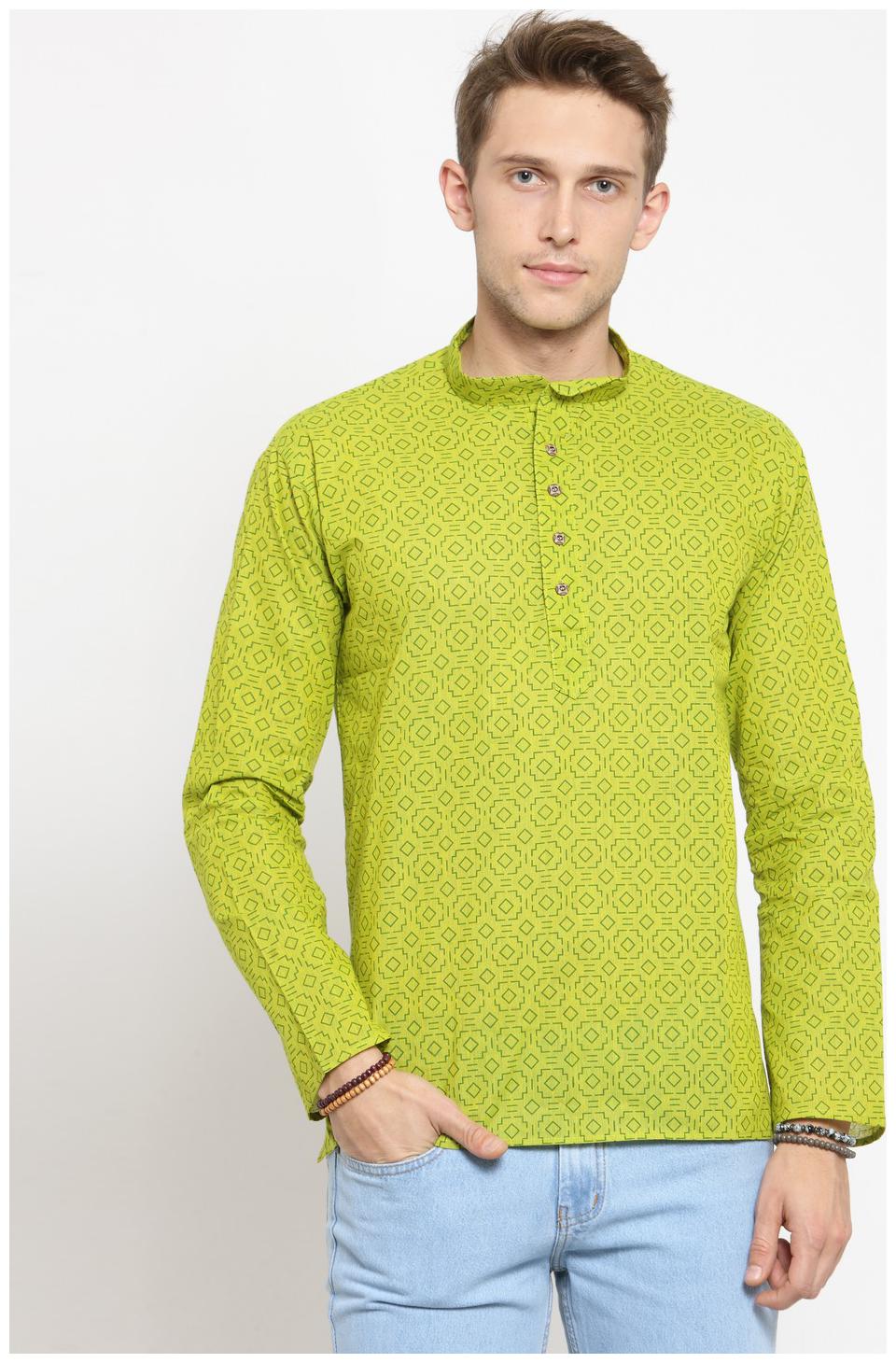 

RG Designers Men Green Regular Fit Kurta