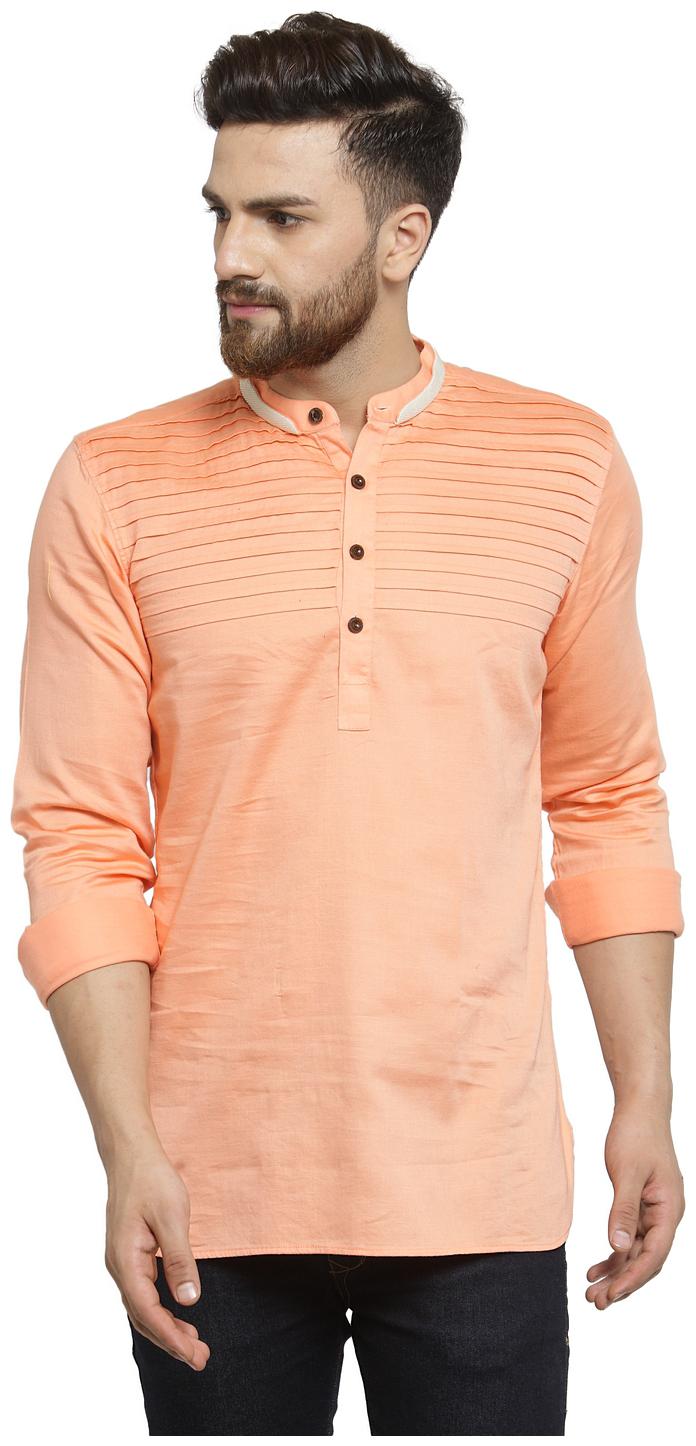 

RG Designers Men Peach Regular Fit Kurta