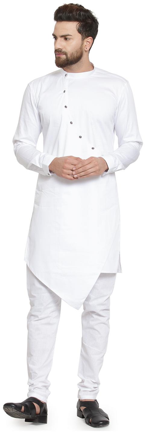 

RG Designers Cotton Full Sleeve White Designer Kurta With White Churidar For Men