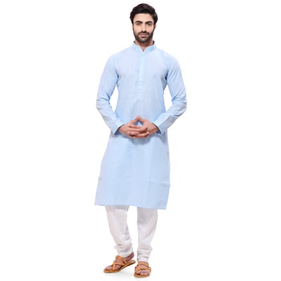 

RG Designers Blue Cotton Kurta Pyjamas