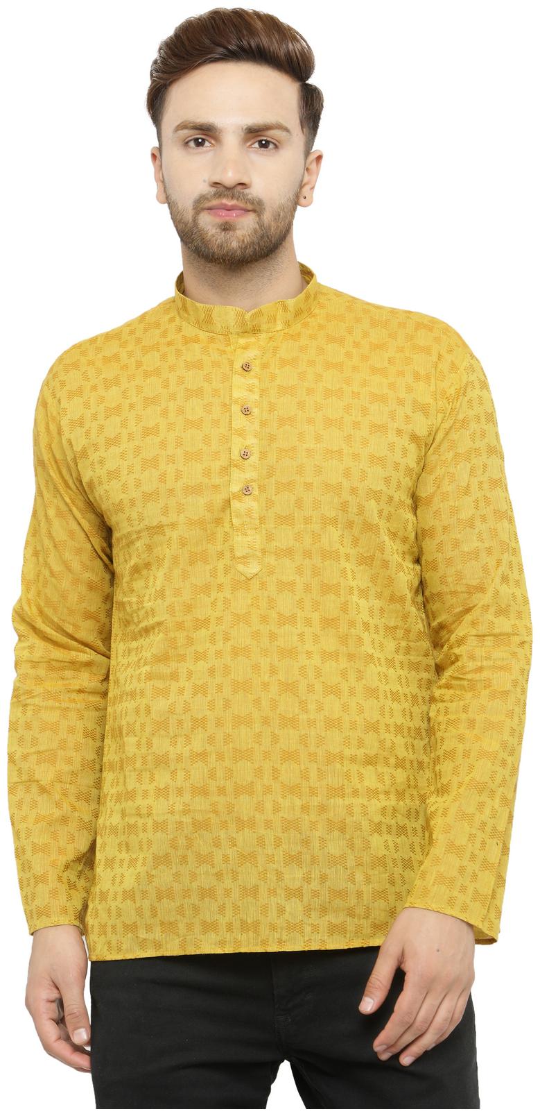 

RG Designers Men Yellow Regular Fit Kurta