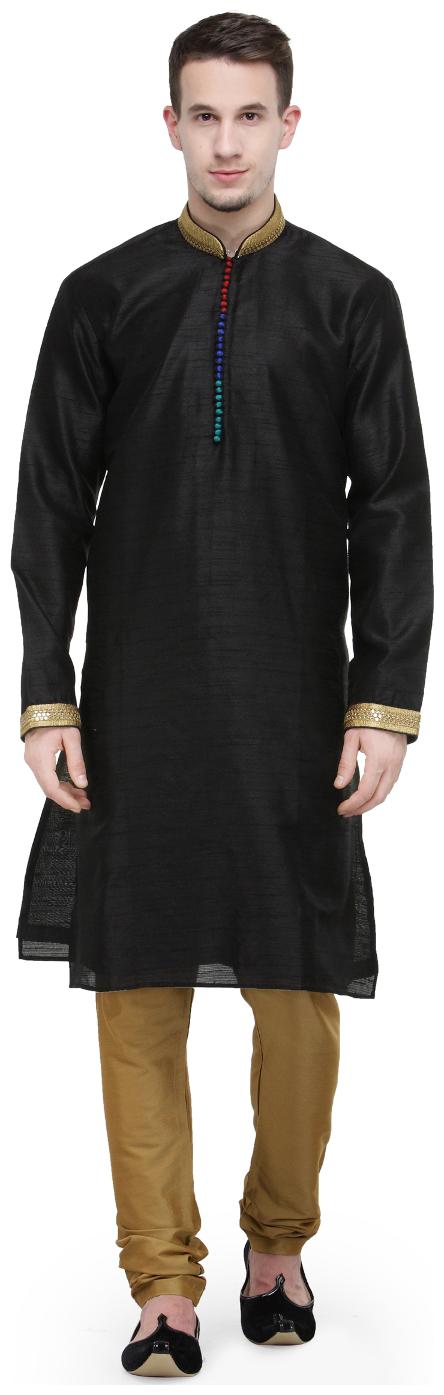 

Rg Designers Black Buti Work Full Sleeves Kurta Pyjama Set