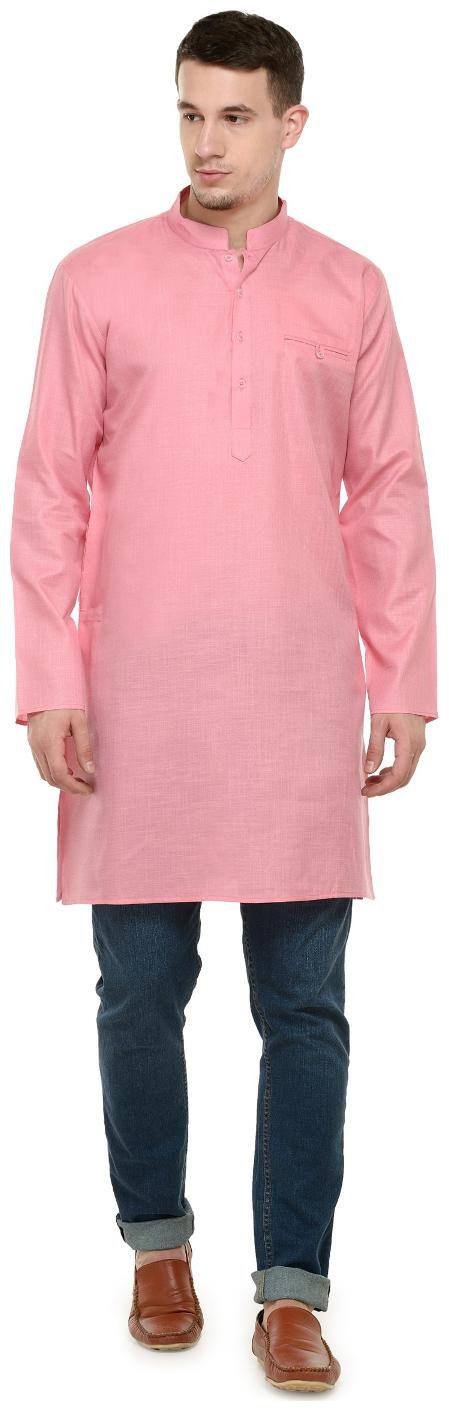 RG Designers Men Pink Regular Fit Kurta