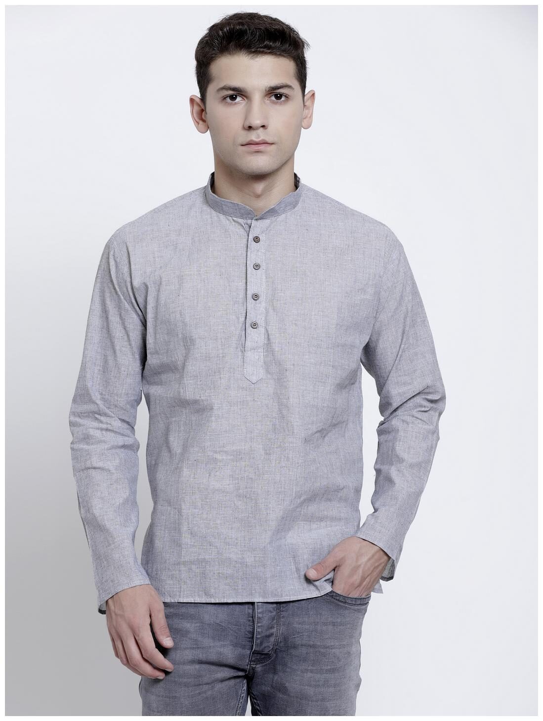 

RG Designers Men Grey Regular Fit Kurta