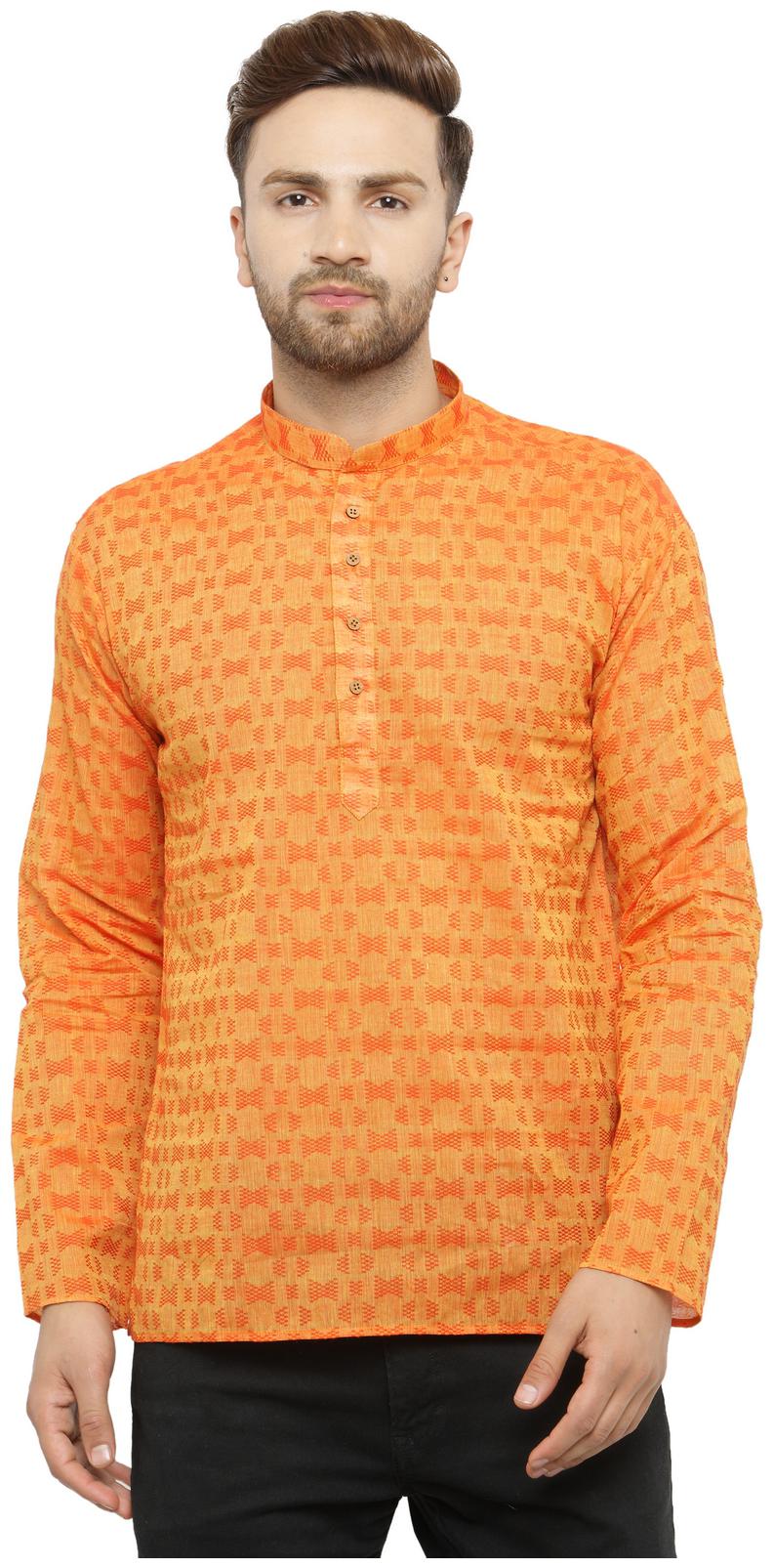 

RG Designers Men Orange Regular Fit Kurta