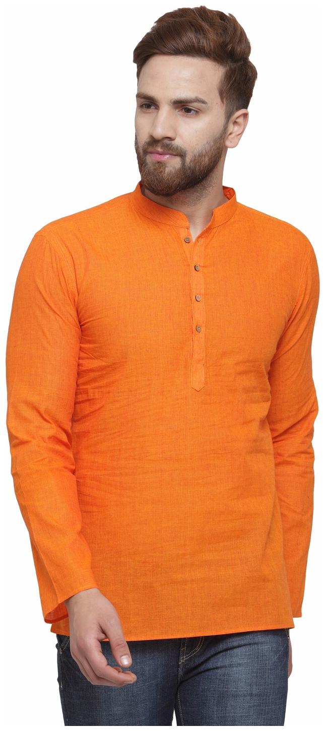 

RG Designers Men Orange Regular Fit Kurta