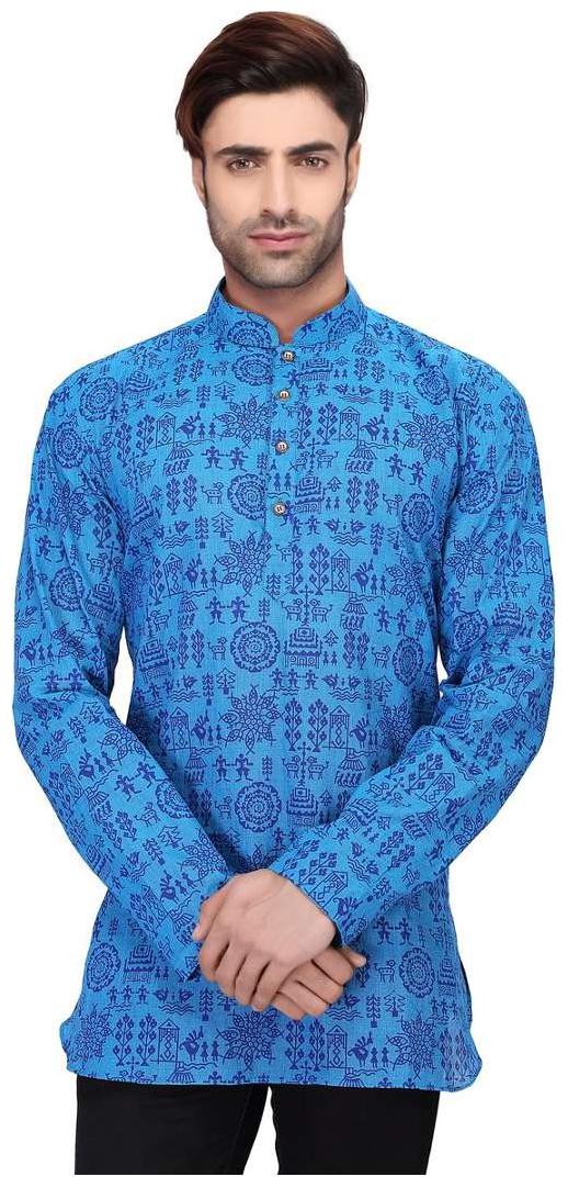 

RG Designers Men Blue Regular Fit Kurta