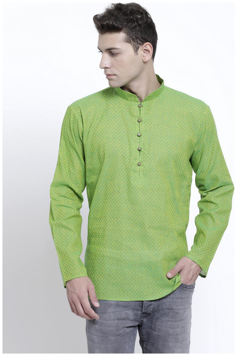 

RG Designers Men Green Regular Fit Kurta