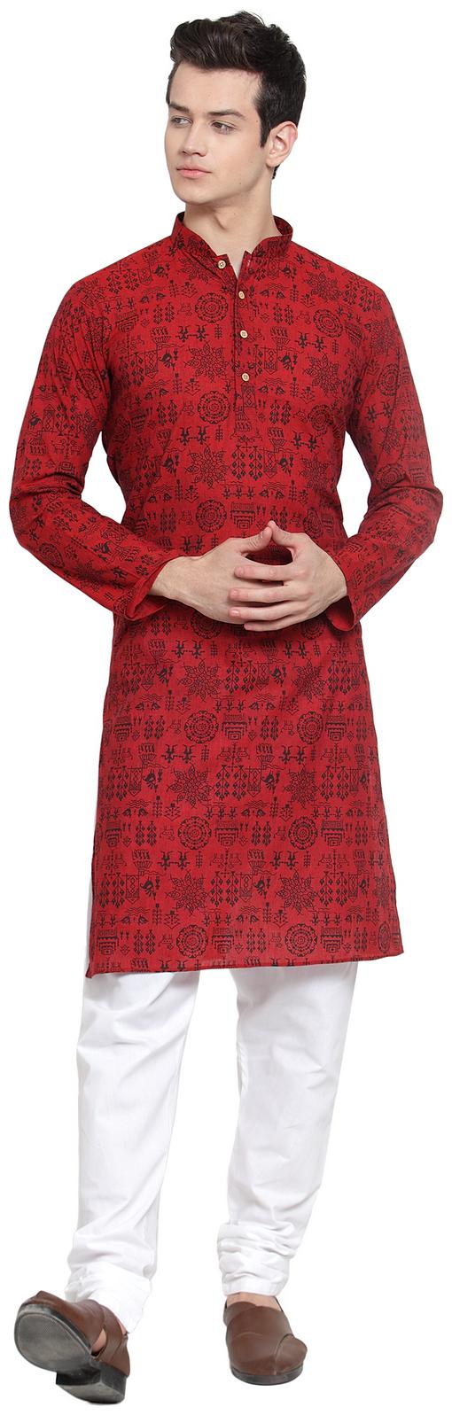 

RG Designers Maroon Printed Kurta and Pyjamas