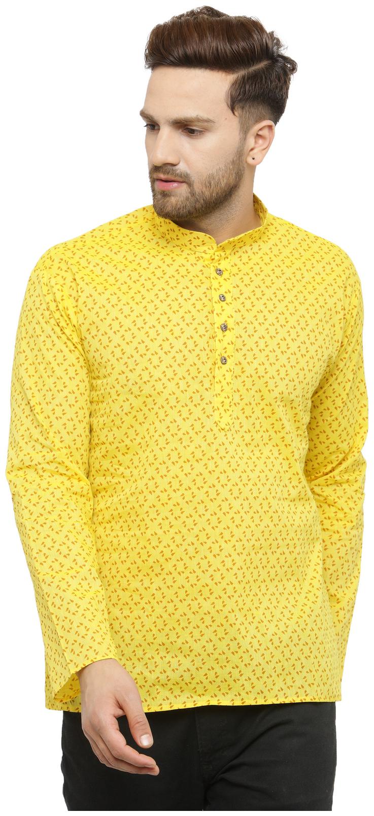 

RG Designers Men Yellow Regular Fit Kurta
