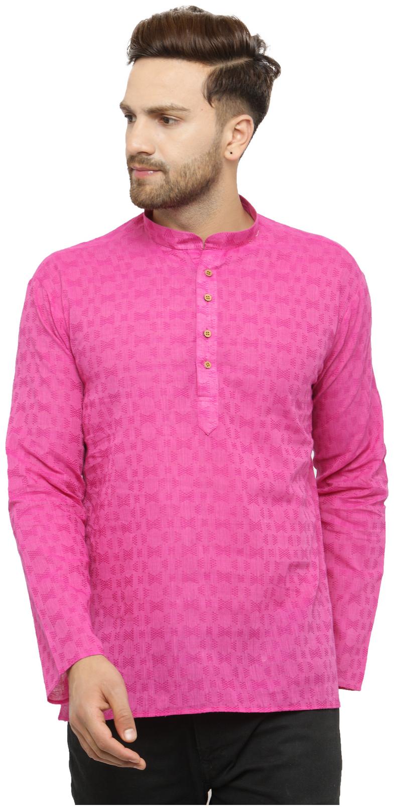

RG Designers Men Pink Regular Fit Kurta