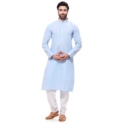 

RG Designers Blue Cotton Kurta Pyjamas