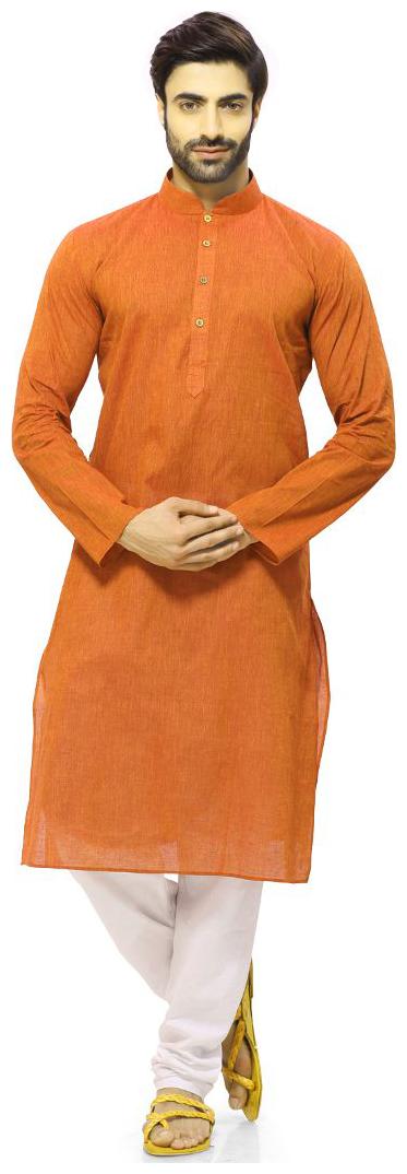 

Rg Designers Men s Orange Cotton Kurta Pajama Set