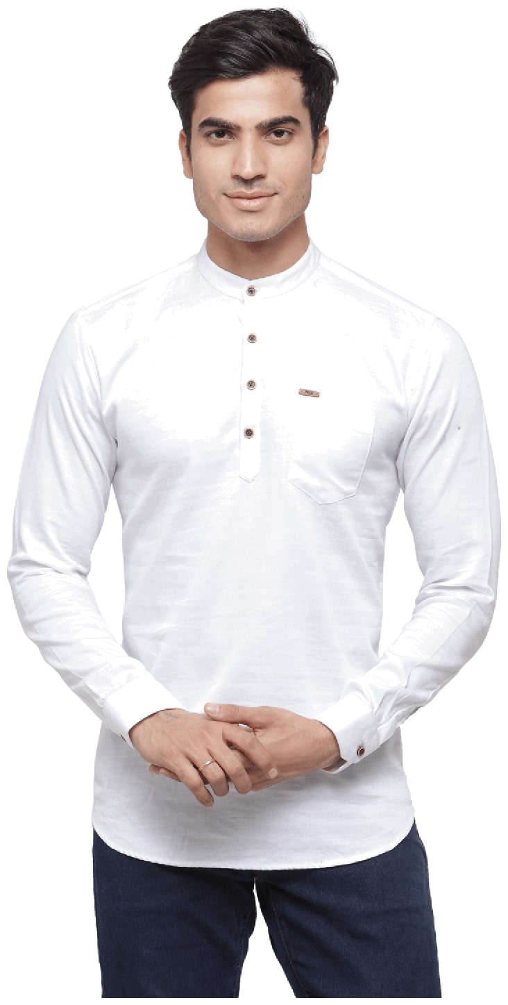 

RG Designers Men White Slim Fit Kurta